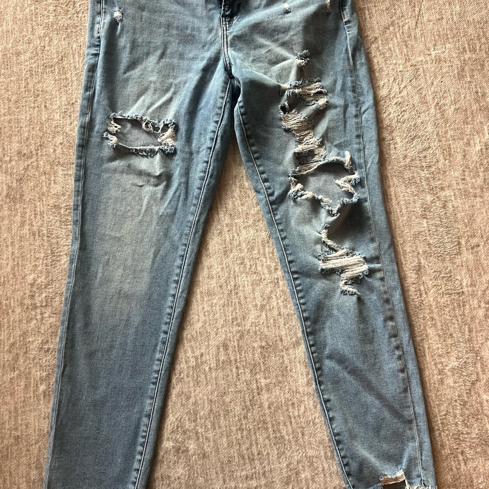 American Eagle Outfitters Ripped Blue Skinny Jeans